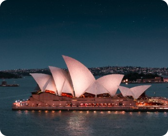 A picture of Sydney Harbour Bridge at night.