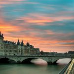 bridge at sunset in Paris