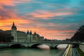 bridge at sunset in Paris